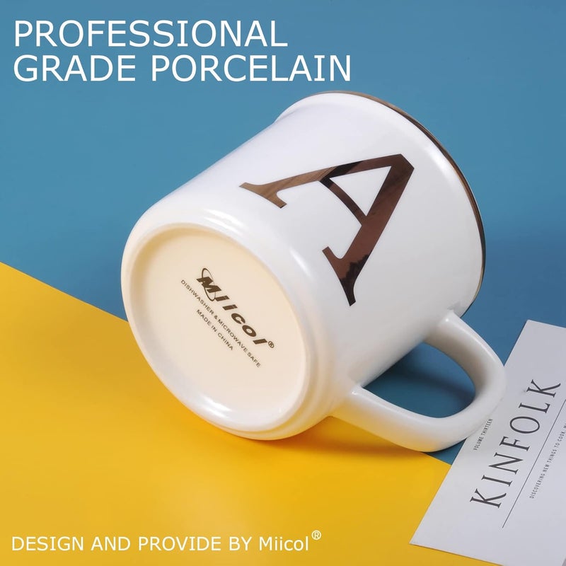 Miicol Ceramic Coffee Mug 16 oz, Monogram Coffee Cup, Golden Initial Tea Mug, Personalized Tea Cup, Unique Gift, Large Mug for Home, Office, Letter A - Image 5